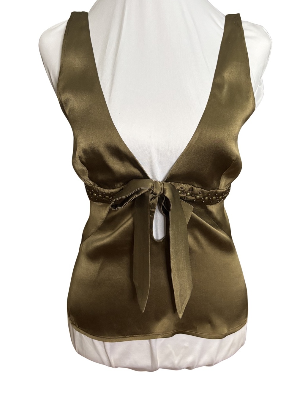 Roberto Cavalli FW2005 Silk Studded Tie-Front Top